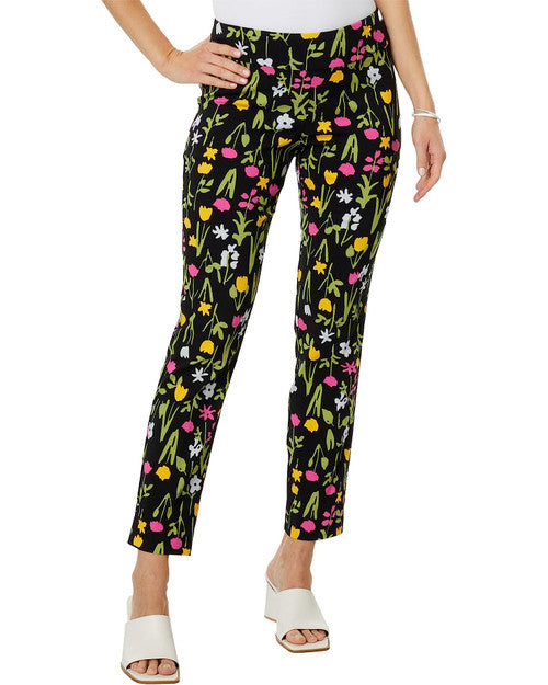 Pull-On Ankle Pants - Black Tulip