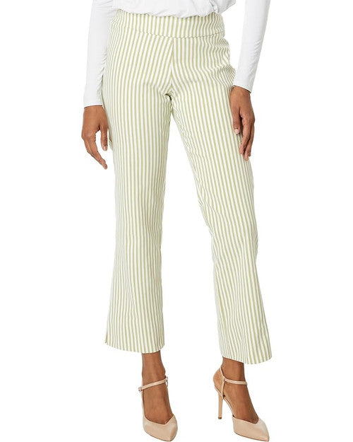 Pull-On Stripe Flared Ankle Pant - Sage Stripe