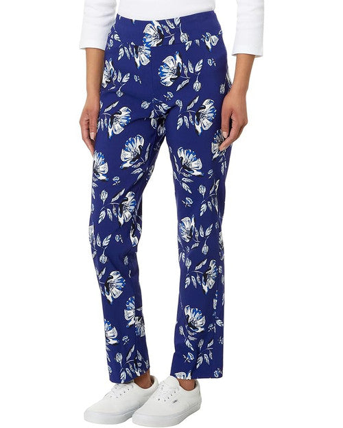 Pull-On Ankle Pants - Blue Flower