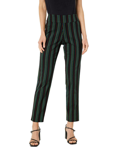 Pull-On Ankle Pants - Black Stripe