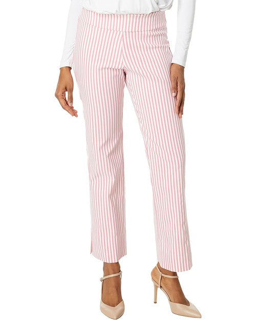 Pull-On Stripe Flared Ankle Pant - Pink Stripe