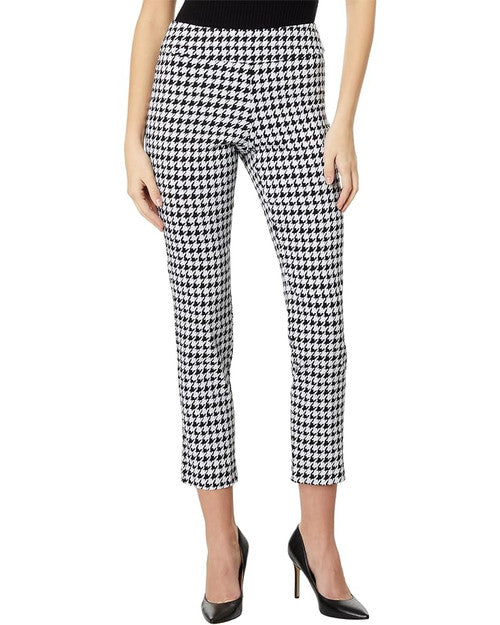 Pull-On Ankle Pants - Mini Houndstooth Black and White