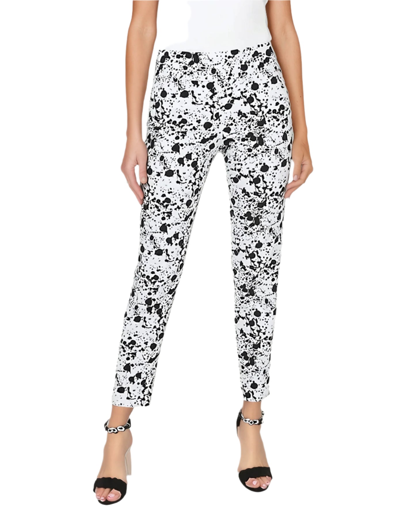 Pull-On Ankle Pants - White Splatter