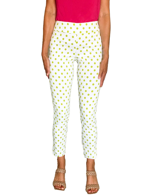 Pull-On Ankle Pants - Lime Polka Dots