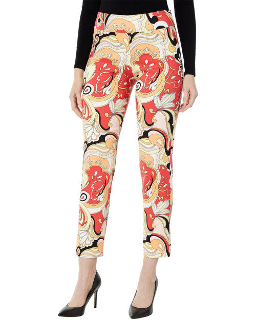 Pull-On Ankle Pants - Red Tropical