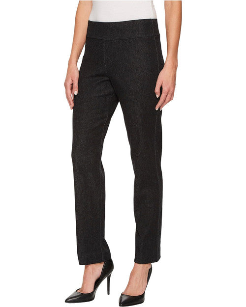 Pull-On Denim Ankle Pants - Black Denim