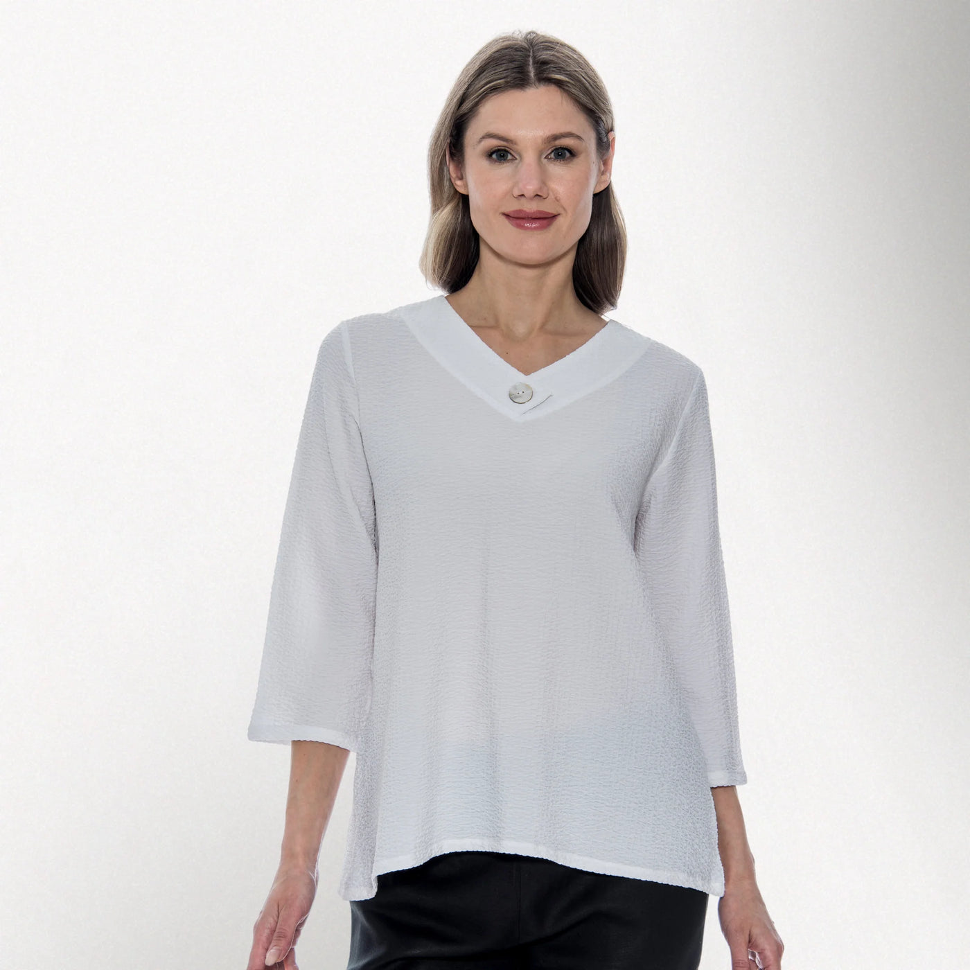 One Button V Neck Tunic Top