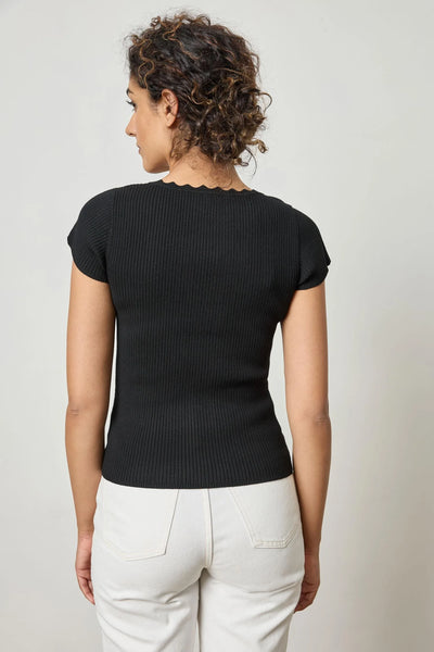 Cap Sleeve Scallop Neck Sweater