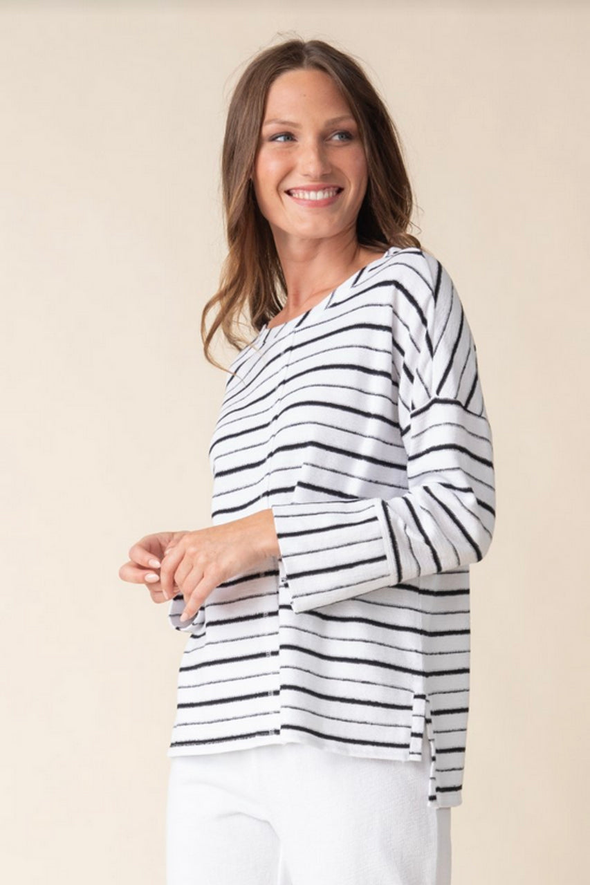 Weekend Terry Stripe Boxy Crew