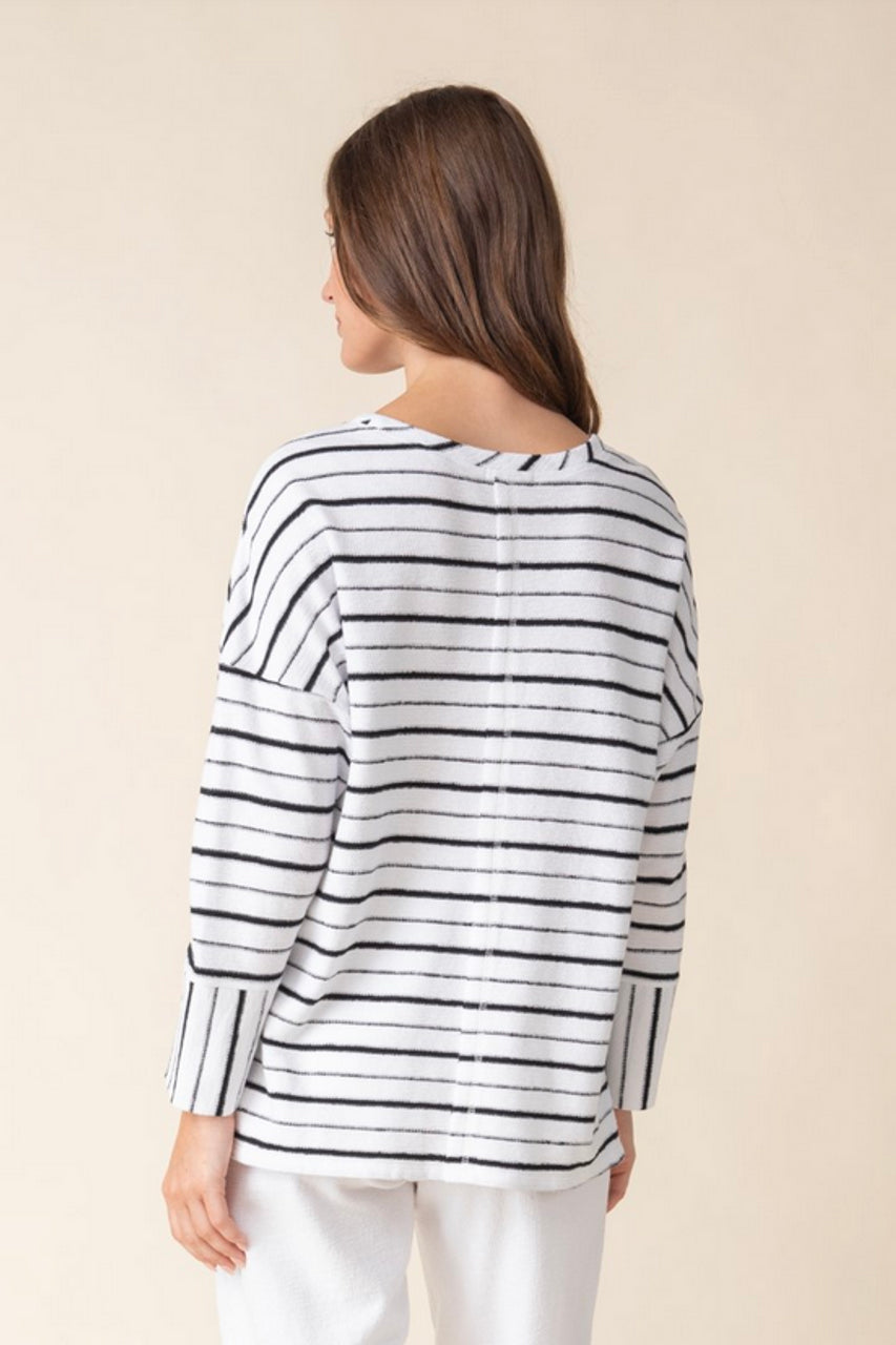 Weekend Terry Stripe Boxy Crew