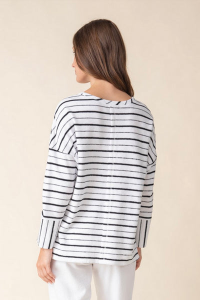 Weekend Terry Stripe Boxy Crew