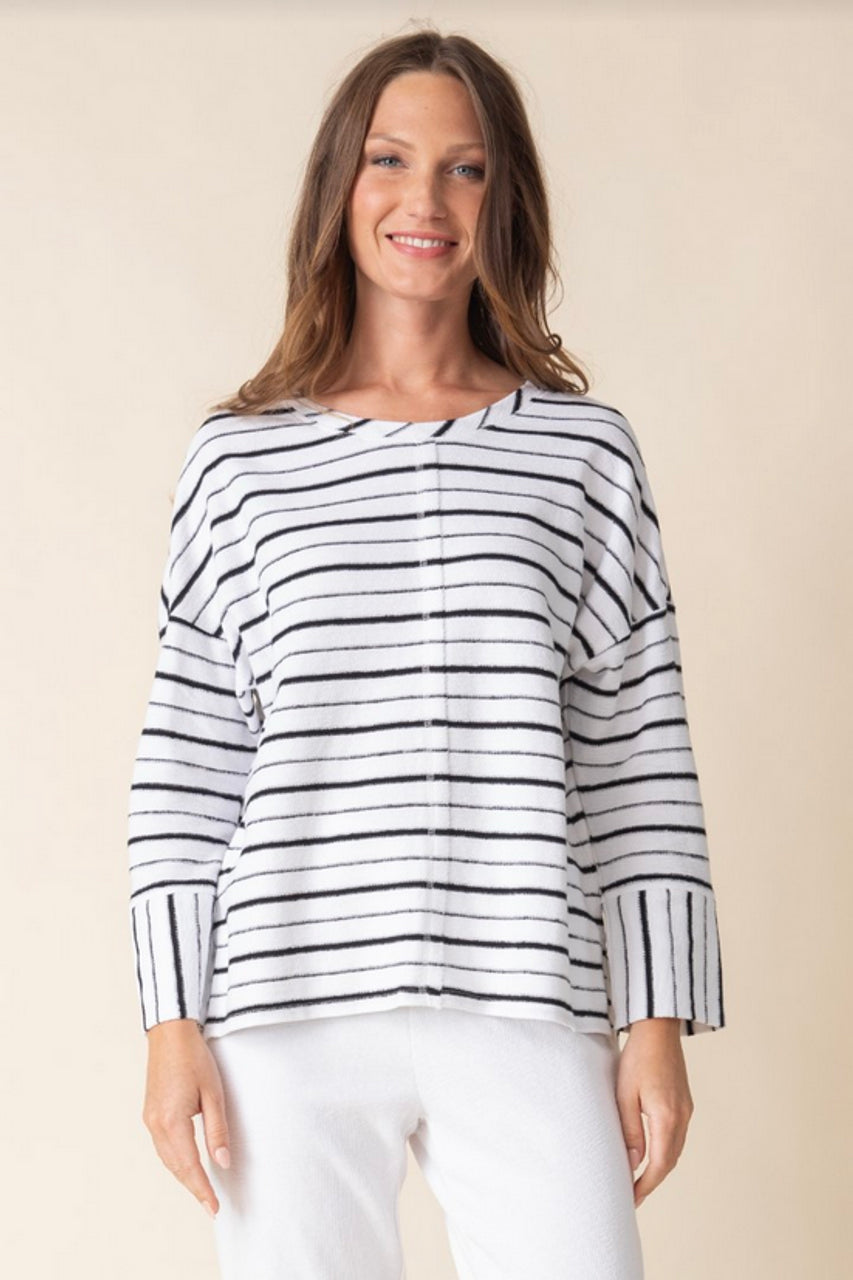 Weekend Terry Stripe Boxy Crew