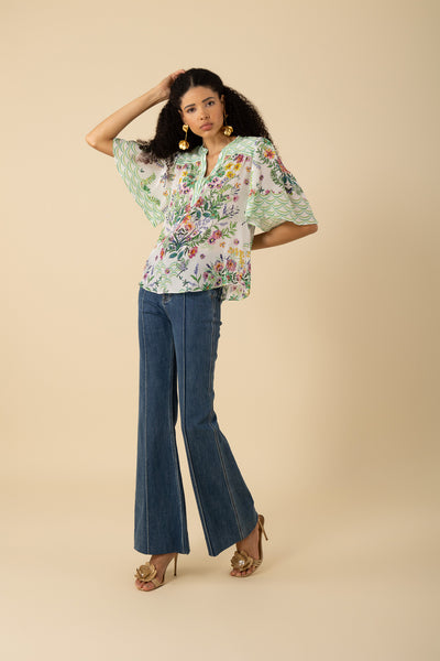 Botanical Floral Print Top