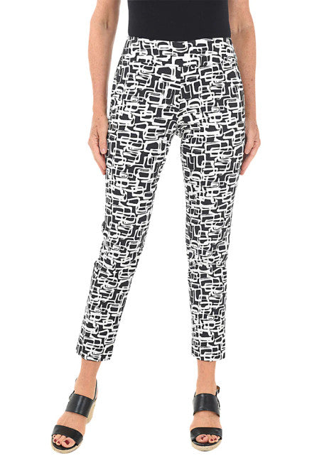 Pull-On Ankle Pants - Black & White Links