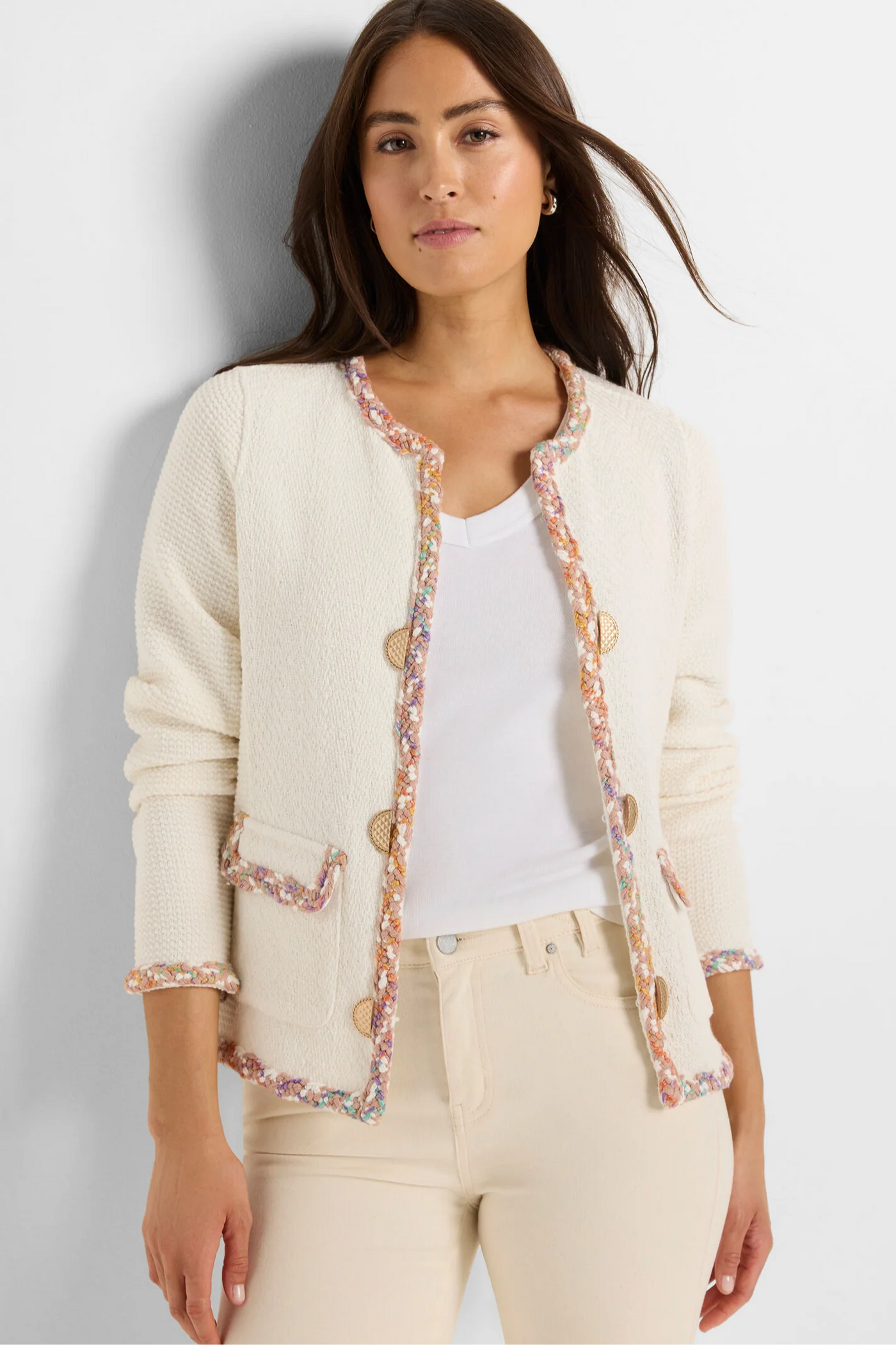 Mix Trim Knit Jacket