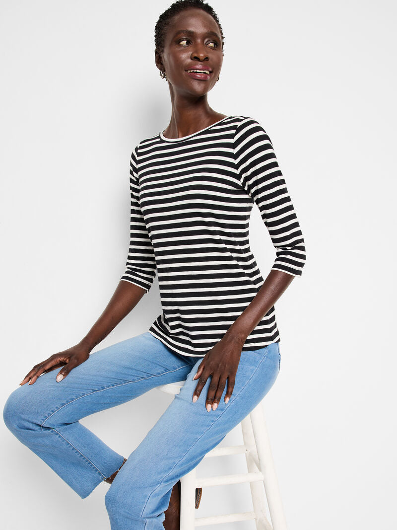 NZT 3/4 Sleeve Stripe Boat Tee