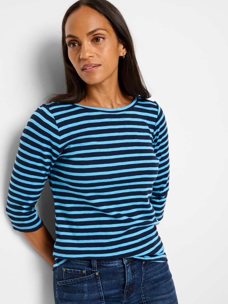 NZT 3/4 Sleeve Stripe Boat Tee