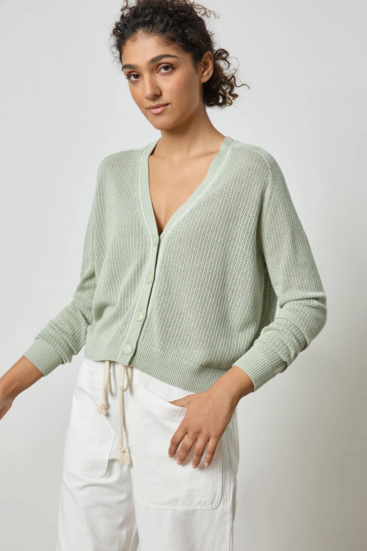 Saddle Sleeve V-Neck Cardigan