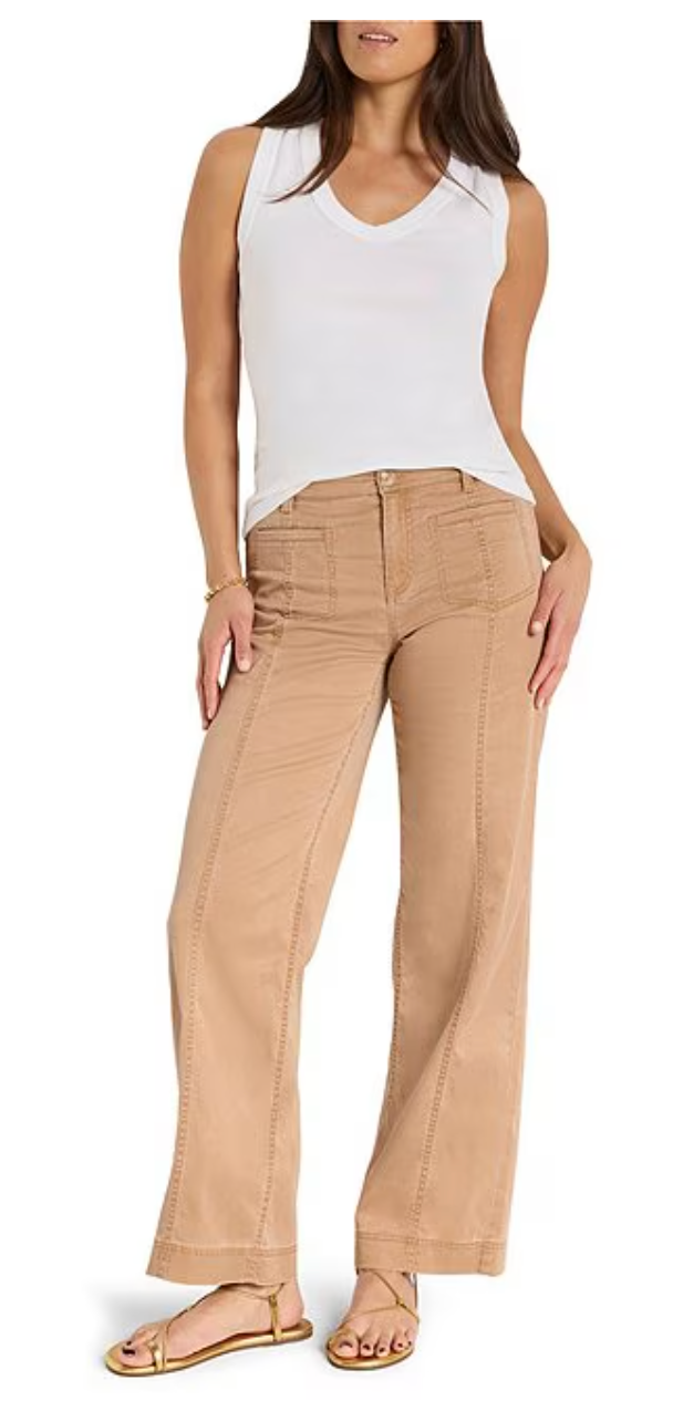 Cotton Sateen Wide Leg Pants