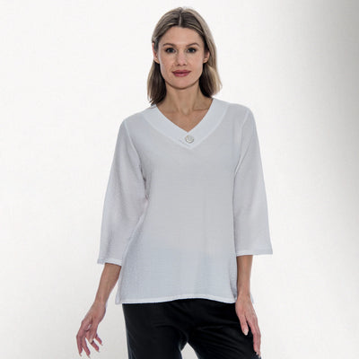 One Button V Neck Tunic Top