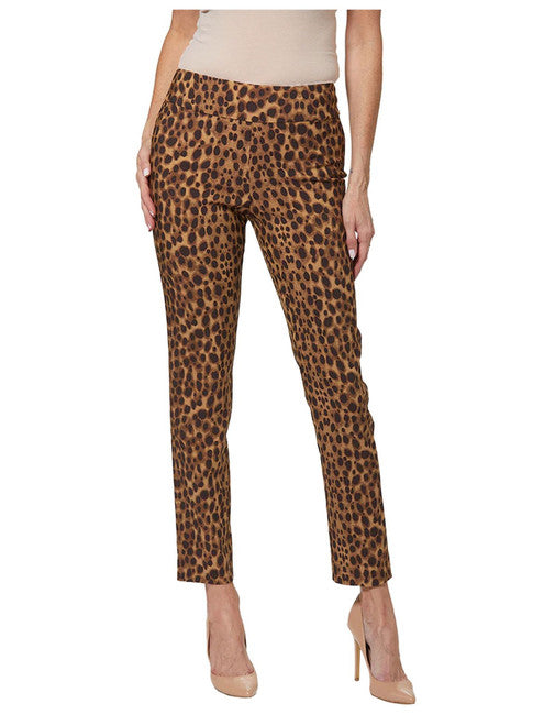 Pull-On Ankle Pants - Brown Leopard