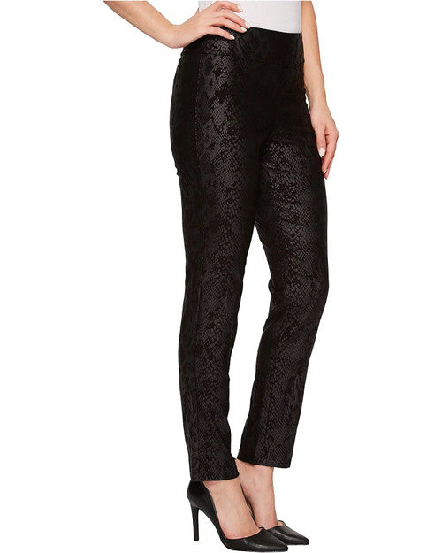 Pull-On Ankle Pants - Black Python