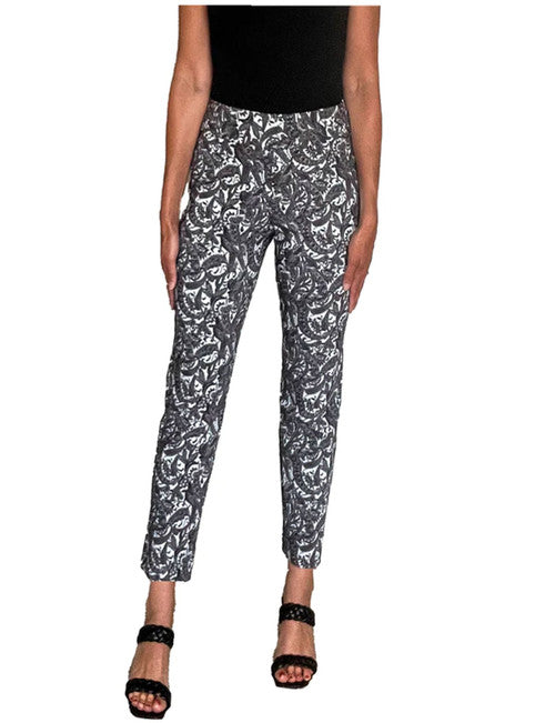 Pull-On Ankle Pants - Silver Paisley