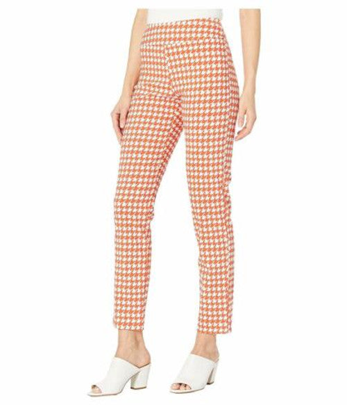 Pull-On Ankle Pants - Mini Houndstooth Tomato